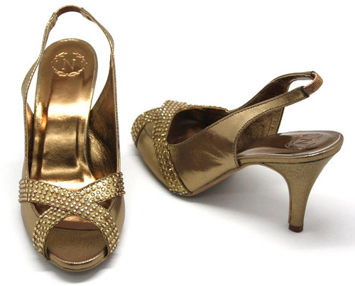 FAVOLA Crysallized Gold Cross Style Shoe