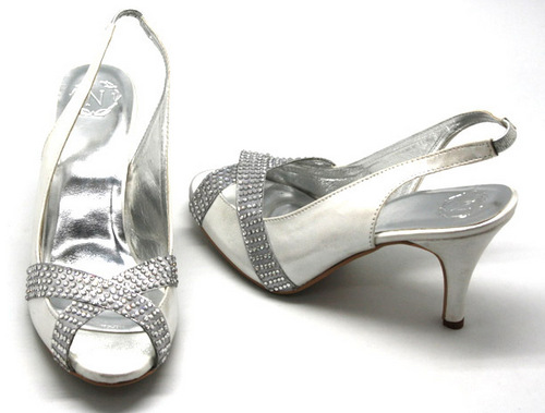 FAVOLA Crystallized Silver Cross Style Shoe