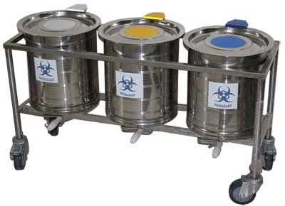 BIOMEDICAL WASTE BIN TROLLEY (ALL S.S. PEDDLE OPERATED)