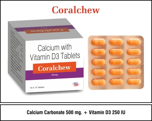 Calcium Carbonate 1250mg + Vitamin D3 250 I.U
