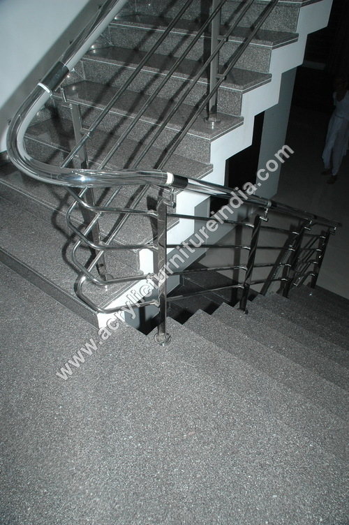 Acrylic and Steel Relling - Steel & Acrylic, Customizable Dimensions, Silver | Durable Materials, Modern Design, Stylish, Easy Install, Polished Finish