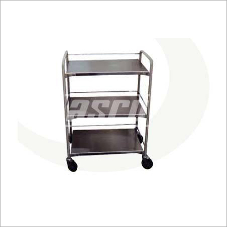 MF3915 Instrument Trolley - MS Tubular Frame, Stainless Steel Shelves, 90x60x81 cms | Mobile, Durable, Three Shelves, Epoxy Powder Coated Finish