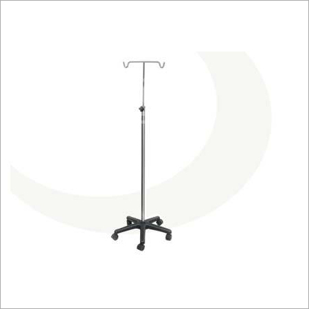 Saline Stands - Stainless Steel, Five-Leg Base with 5cm Castors, Adjustable Rod with Two Hooks | Durable, Mobile, Stable, Chrome Plated