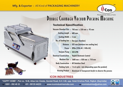 Double chamber vacuum packing machine