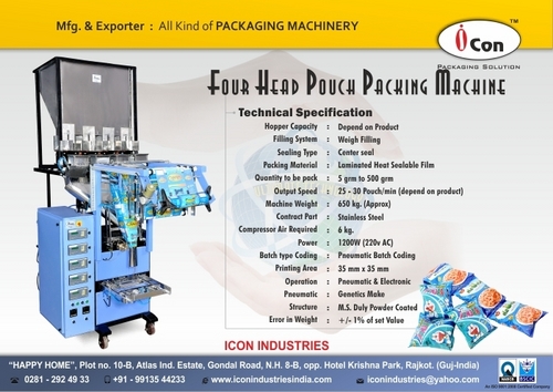 Four head pouch packing machine