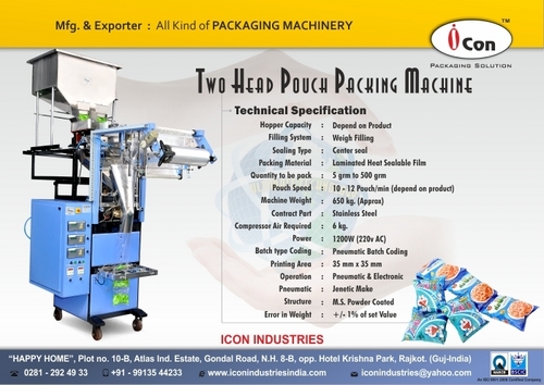 Two head pouch packing machine