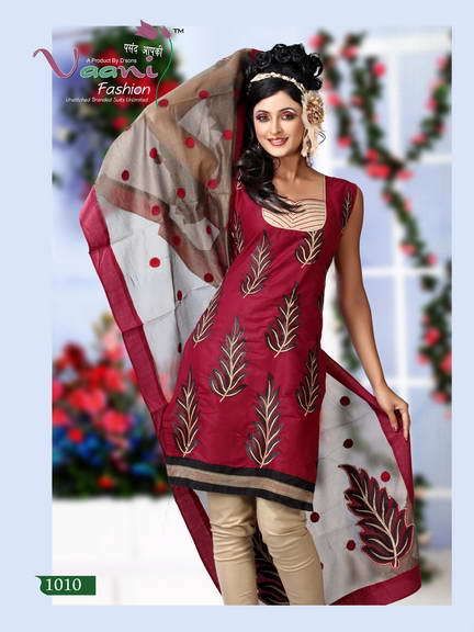 Magenta And Brown Designer Churidar Suits