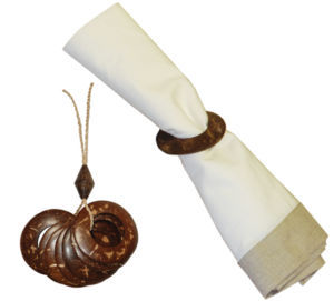 Coconut Shell Napkin Rings - 2.5 Inches daimeter