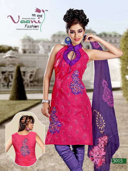 Red And Blue Embroidered Unstitched Silk Suits