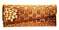 Favola Jute Clutch Bag With Crystal Brooch