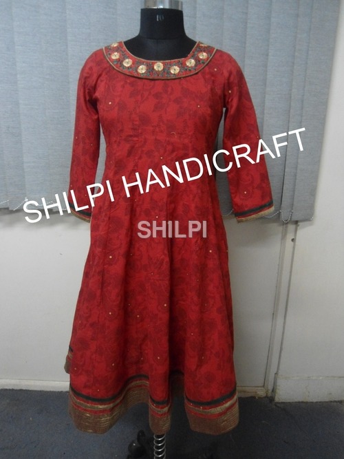 Designer Kurta - Cotton, Standard Size, Red Color | Light in Weight, Quick Dry, Washable, Embroidery Yoke Printed Design
