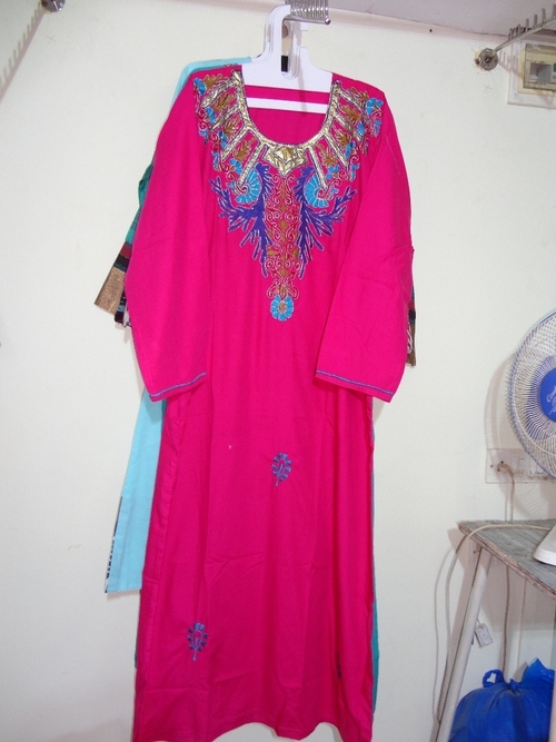 Ladies Designer Kurtis - Cotton, 50 Inches, Pink, Round Neck | Hand Embroidery, Stylish Design, Comfortable Fit, Customizable