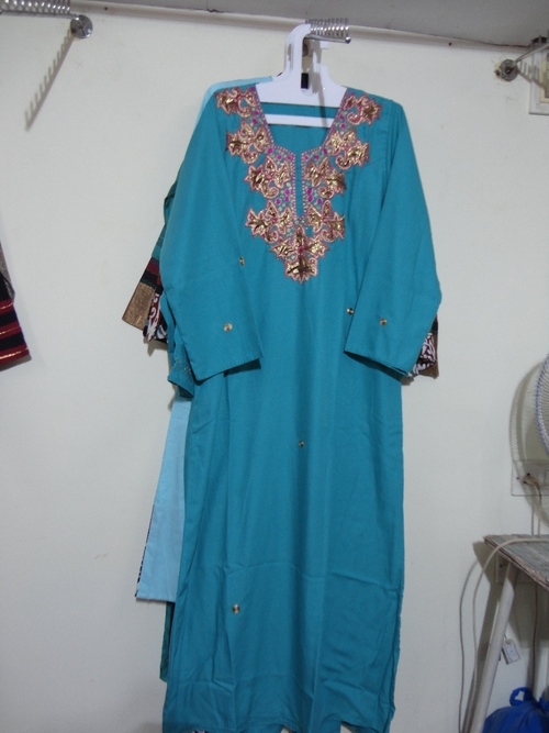 Fashion Designer Kurtis - Cotton, Size M-XL, Teal, 50 Inches | Handcrafted Embroidery, Elegant Design, Comfortable Fabric