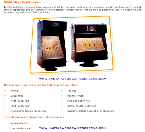 Customized Static Sieve Bend Screen