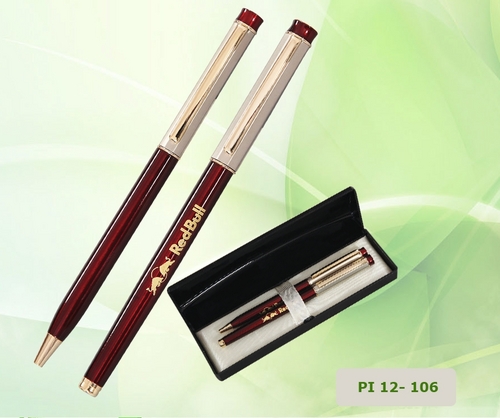 Promotional Gift Pen Sets - Metal, 14cm, Black/Blue Ink | Smooth Writing, Customizable, Elegant Design, Rubber Grip