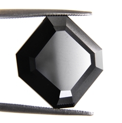 13.03 Ct Natural Asscher Shape Black Diamond - AAA Deluxe