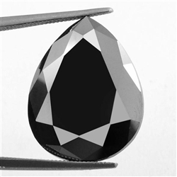  10.85Ct Natural Pear Cut Black Diamond Solitaire - AAA Deluxe Stone