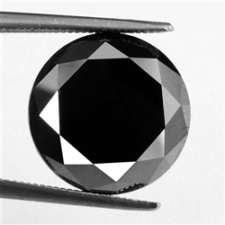 20.00Ct Natural Round Cut Black Diamond Solitaire AAA