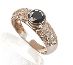 Designer 14 K Gold Ring of Black & White Diamond