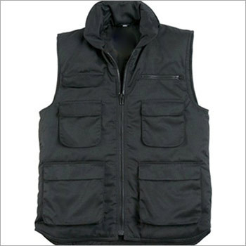 Sleeveless Jackets - Polyester Blend, Customizable Size, Black | Durable Material, Multiple Pockets, Weather Resistant, Zipper Closure