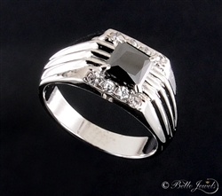Designer Black Diamond Asscher Cut Solitaire Ring