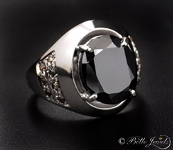 Designer 6.67ct Black Diamond Solitaire Ring For Men