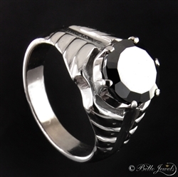 Designer 11ct Black Diamond Solitaire Ring For Men