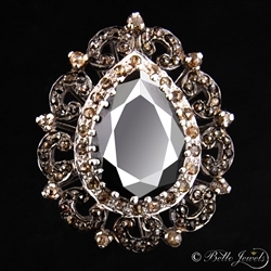 Designer Black Diamond Teardrop Cocktail Solitaire Ring