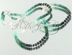 Single Strand Emerald Bead Necklace with Silver Findings