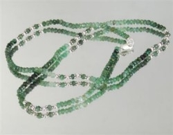 Single Strand Emerald Bead Designer Necklace with Silver Findings