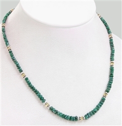 Single Strand Emerald Bead Designer Necklace with Silver Findings