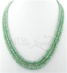 3 Strand Colombian Emerald Beads Faceted Gems Necklace