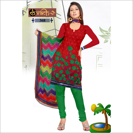 Suit Salwar - Cotton, 54 Inches, Red | Elegant Design, Soft Fabric, Handcrafted Embroidered Floral Pattern