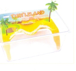 Barwell Turtle Land B-460100 - Plastic, 10x7x4 Inches, Yellow | Spacious Habitat, Easy Cleaning, Durable, Rectangular Base, Palm Tree Accessories