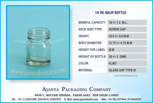 18 Ml Balm Bottle Hardness: Rigid