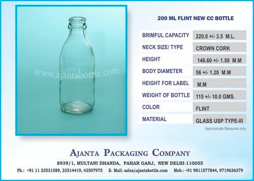 200 Ml Flint New Cc Bottle Hardness: Rigid