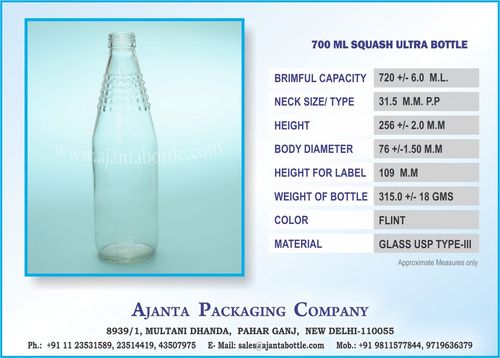 700 Ml Squash Ultra Bottle Hardness: Rigid