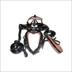 Harness Set - Leather & Metal, Adjustable Size, Black | Comfortable Design, Durable Material, Easy Adjustment, Enhanced Safety, Secure Fit