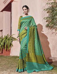 Green Jacquard Party Wear Saree