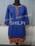 Fancy Embroidered Kurti - Cotton, Standard Size, Blue | Light In Weight, Quick Dry, Washable, Beautiful Designs, Designer Appeal