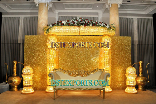 Asian Wedding Jewel Pillars Stage