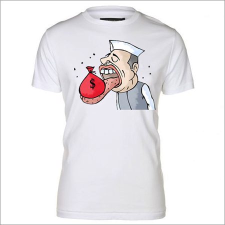 Mens Half Sleeves T Shirts - Cotton, Varied Sizes, White | Comfortable, Stylish, Durable, Breathable, Shrink-Free, Graphic Print