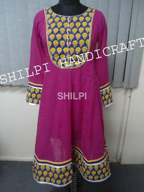 Plain/Printed Kurti - Cotton Material, Standard Size, Pink Color | Light in Weight, Quick Dry, Washable, Unique Printed Yoke Design
