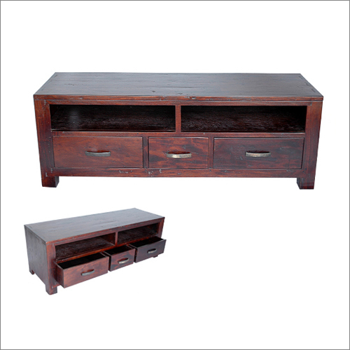 TV Unit - Sheesham Wood 150x50x52 cm Dark Brown Three Drawers Two Shelves Ample Storage Stylish Durable Design
