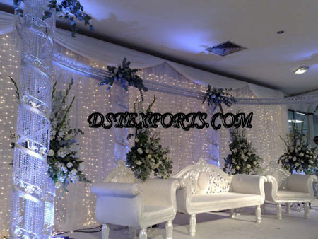Asian Wedding Crystal Pillars Stage