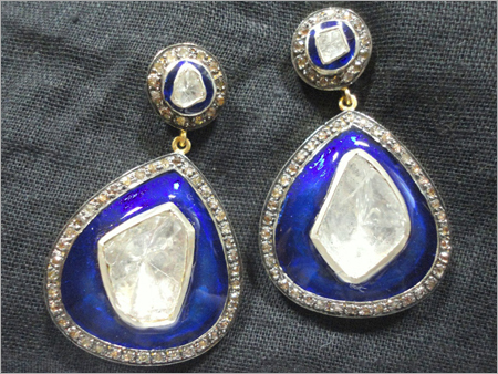 Rose Cut Diamond Solitaire Earrings