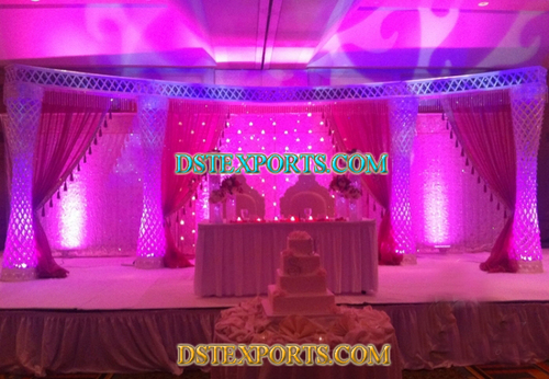 Latest Asian Wedding Crystal Pillars Stage