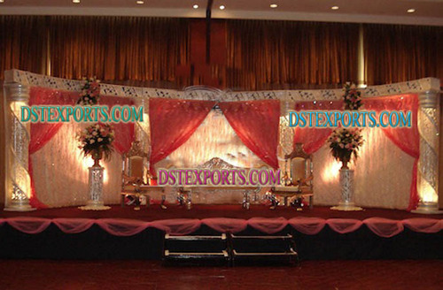 Asian Wedding Crystal Jali Pillar Stage