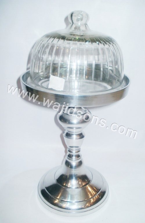 metal cake stand with dome