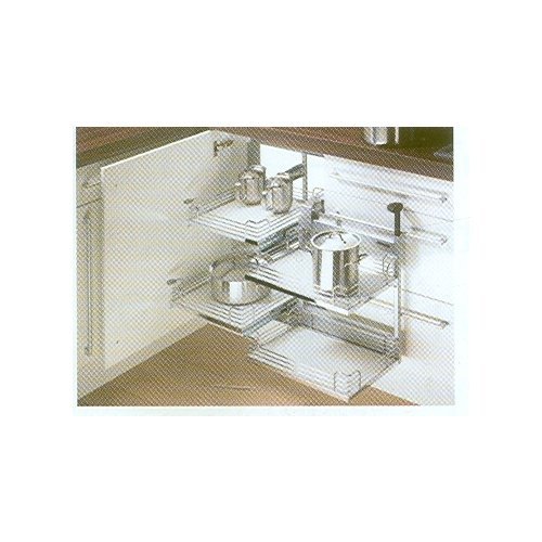 Moving Corner Comfort - Steel, 450-600mm Width, Silver Coated | Swivel Platform, Height Adjustable Knob, Individual Pull-Out Baskets, Ergonomic Corner Fit